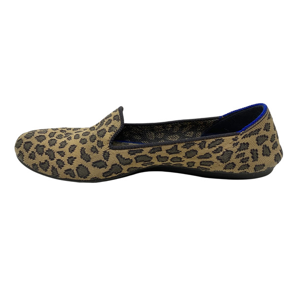 Rothy’s The Loafer Leopard Print Flats Blue Trim Accent Sz 8 Smoking Slippers - Picture 4 of 11
